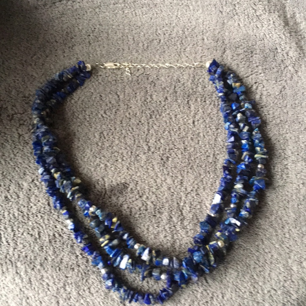 Blue Stone 3 Strand Necklace